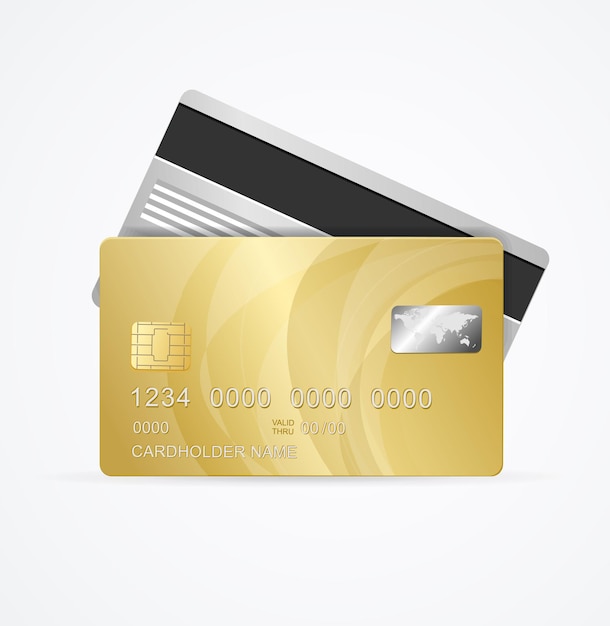 Gouden creditcard tweezijdige vectorillustratie