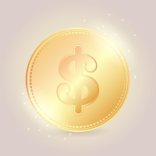 Gouden dollar geïsoleerde munt pictogram. vector illustratie