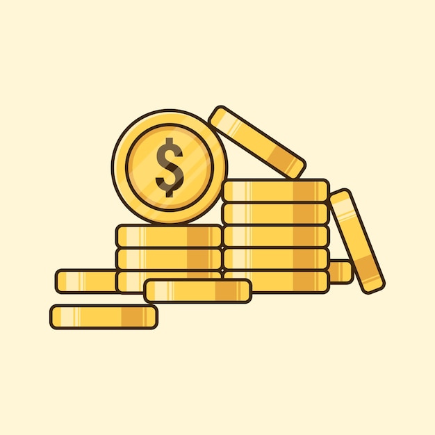 Gouden dollar munt stapel cartoon platte vector pictogram illustratie Zakelijke en financiële Object Concept geïsoleerde Vector