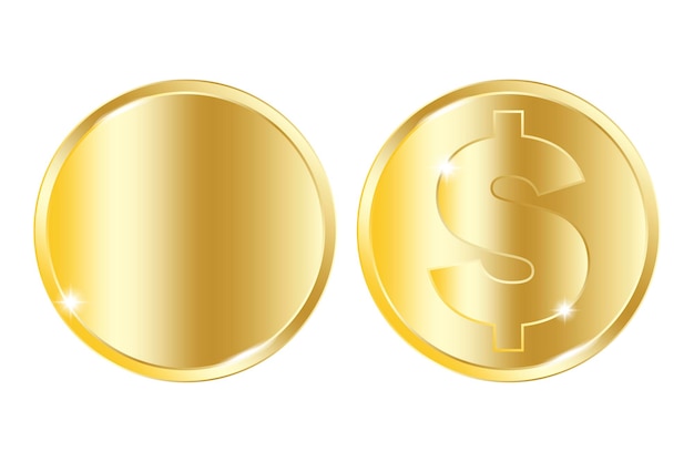 Gouden dollarmunten Grote overwinning Successymbool Gouden lege munten Bedrijfsconcept Voorraadbeeld Vectorillustratie