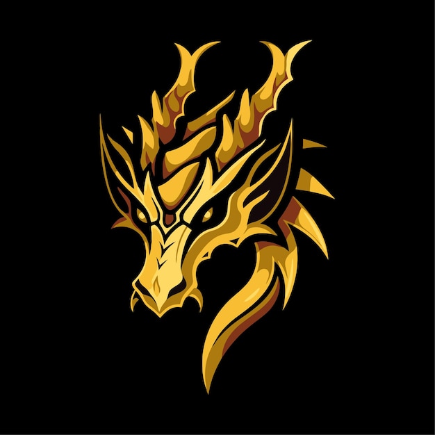 Gouden draak hoofd mascotte logo voor Esport Gouden draak tshirt ontwerp Gouden draak logo Gouden draak sticker