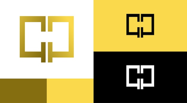 Gouden dubbele gh symbolen logo ontwerpconcept