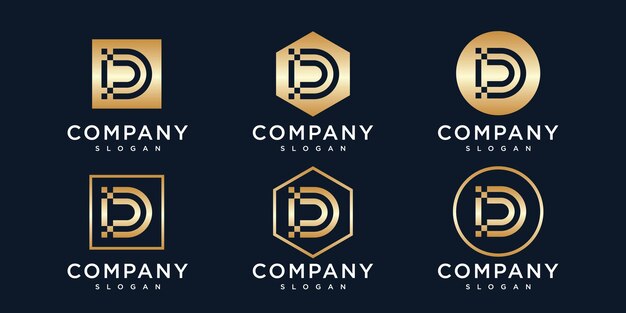 Gouden eerste letter d logo ontwerpsjabloon