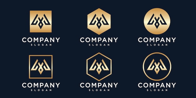 Gouden eerste letter m logo-collectie