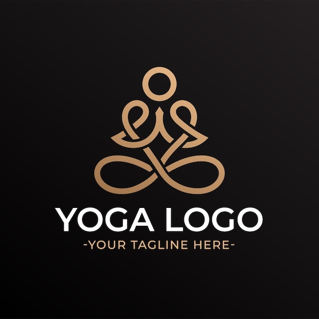 Gouden elegante lijn Art Yoga-logo