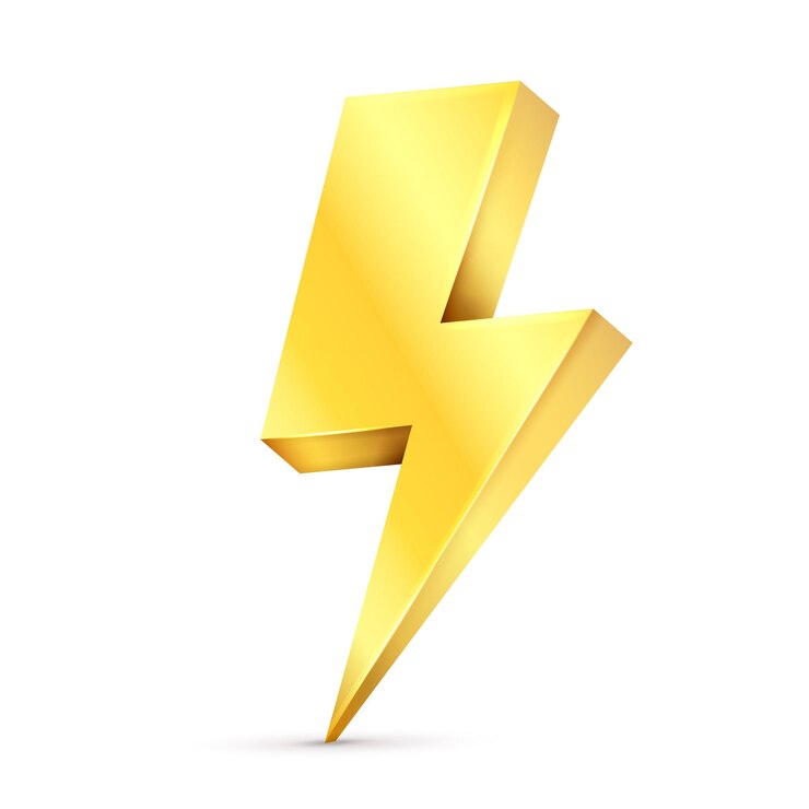Gouden elektrisch 3D-pictogram geïsoleerd op witte achtergrond vectorillustratie