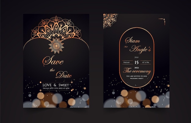 Gouden en luxe bruiloft uitnodigingskaart ontwerp