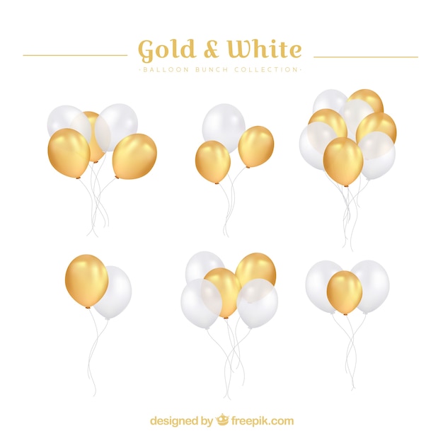Gouden en witte ballonnen boscollectie