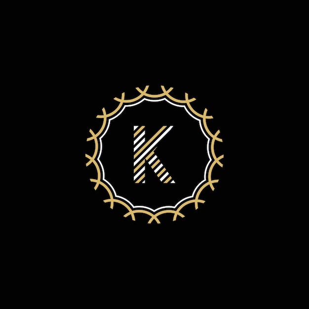 Gouden en witte vector frame met letter K