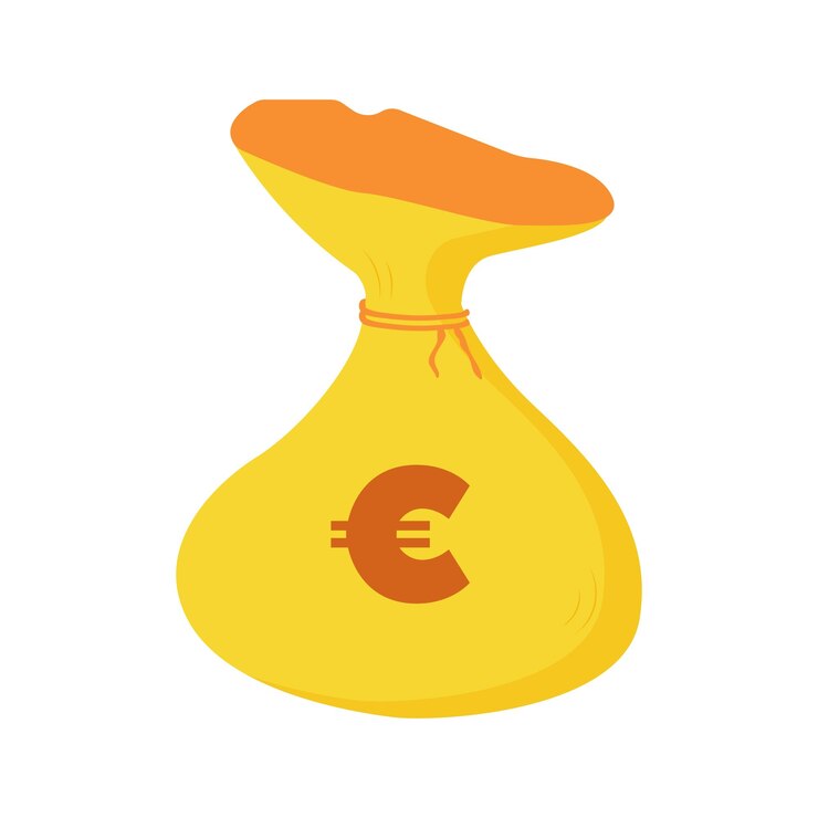 Vector gouden euro geld tas pictogram vector afbeelding geïsoleerd op een witte achtergrond