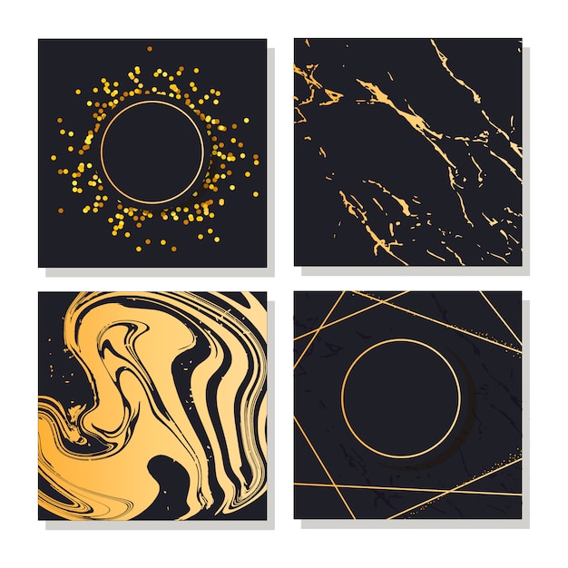 Gouden frame geometrische vorm Minimalisme Vector ontwerp Banner Set