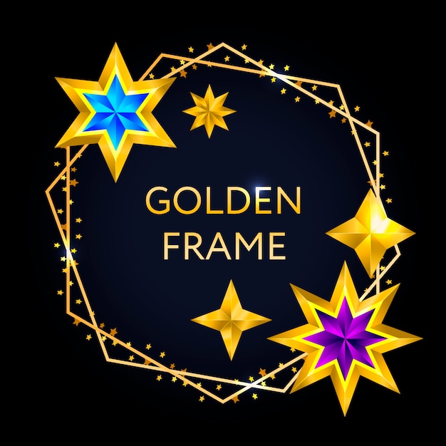 gouden frame met sterren en glitters