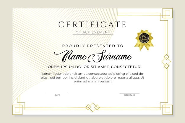 gouden frame moderne certificaatsjabloon