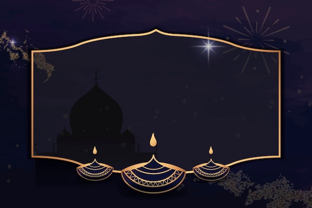 Gouden frame op Diwali patroon achtergrond vector