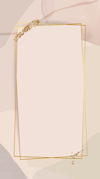 Gouden frame op neutrale aquarel achtergrond mobiele telefoon behang vector