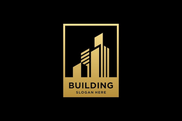 Gouden gebouw architectuur logo ontwerp