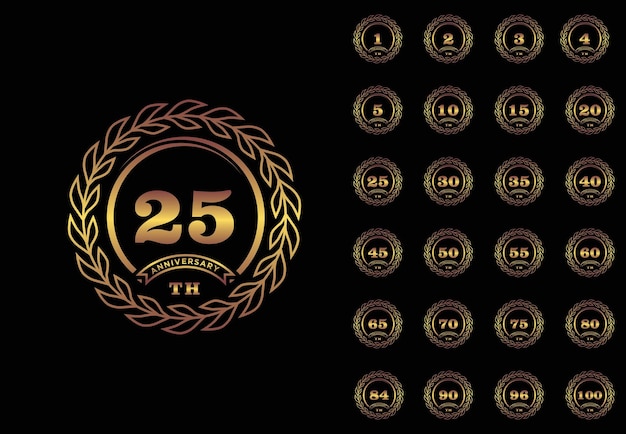 Gouden gelukkige verjaardag premium badge logo set