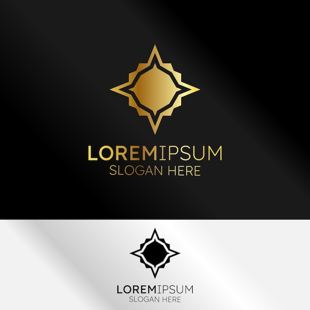 Gouden geometrisch embleem voor luxe merken