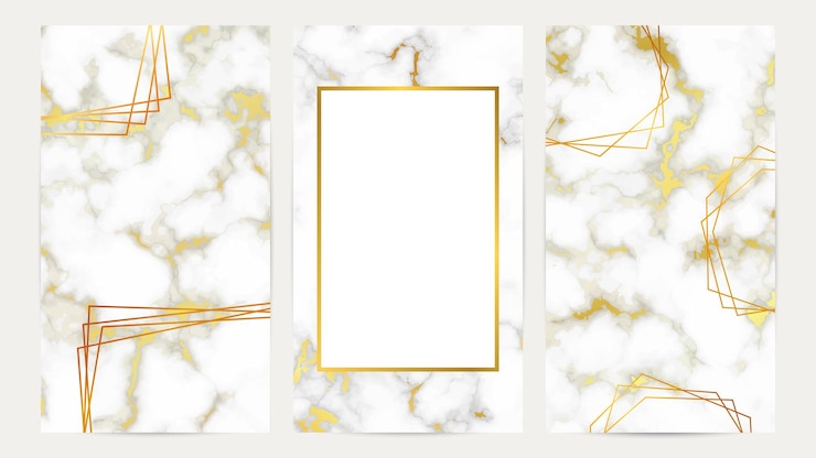 Vector gouden geometrische frames op marmertextuur