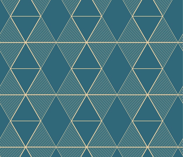 Gouden geometrische vector naadloze patronen Gouden lijnen driehoeken en ruiten op een smaragdgroene achtergrond Moderne illustraties voor wallpapers flyers covers banners minimalistische decoraties