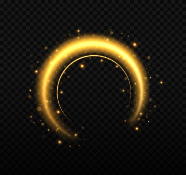 Gouden glanzende cirkel met goudstofdeeltjes en sterren