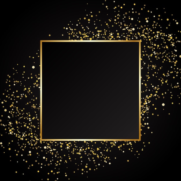 Vector gouden glitter frame gouden korrelig frame gouden confetti achtergrond vectorillustratie