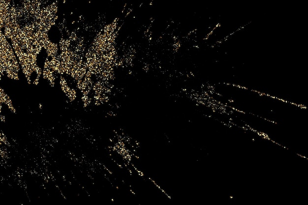 Gouden glitter textuur geïsoleerd op zwarte achtergrond Gouden kleur deeltjes Gouden explosie van confetti Feestelijke achtergrond ontwerpelement