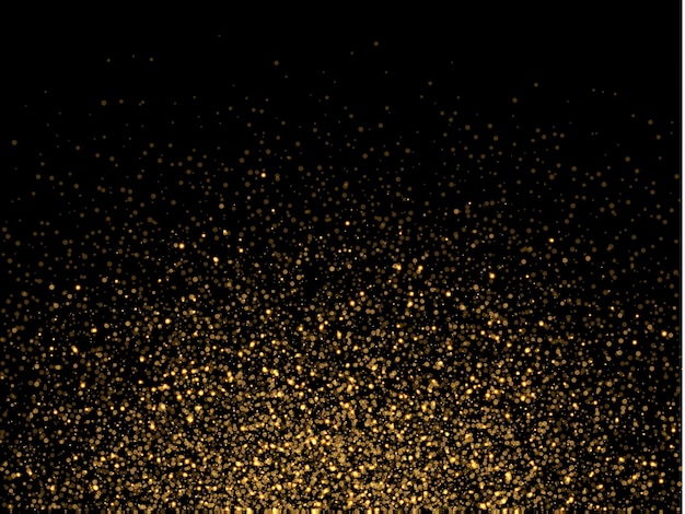 Gouden glitterdeeltjes op transparante achtergrond. Gouden gloeiende lichten magische effecten. Gloed schittert, vectorillustratie