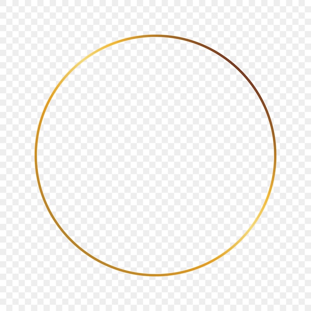 Gouden gloeiende cirkelframe geïsoleerd op transparante achtergrond. Glanzend frame met gloeiende effecten. Vector illustratie.