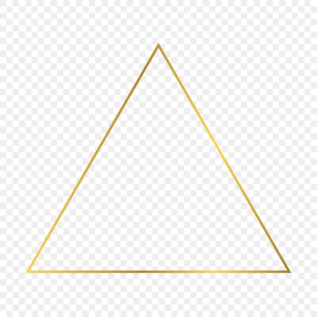 Vector gouden gloeiende driehoek frame geïsoleerd op transparante achtergrond. glanzend frame met gloeiende effecten. vector illustratie.