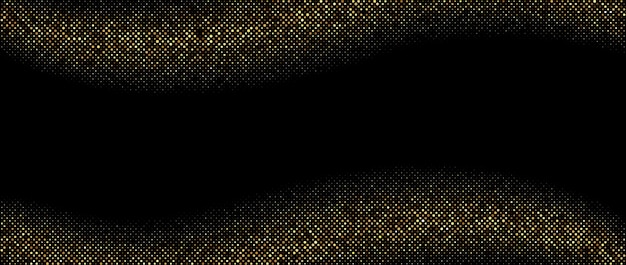 Gouden golvende halftone gradiënt achtergrond frame Glanzende komische glitter textuur Pop-up gestippelde fonkelingen