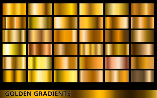 gouden gradiëntencollectie, met verschillende soorten gouden kleuren