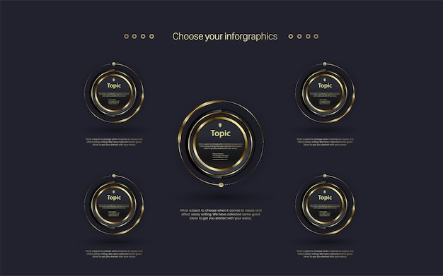 Gouden grafiek knop infographic kader sjablonen ontwerp gebruikt in banner optie met goud