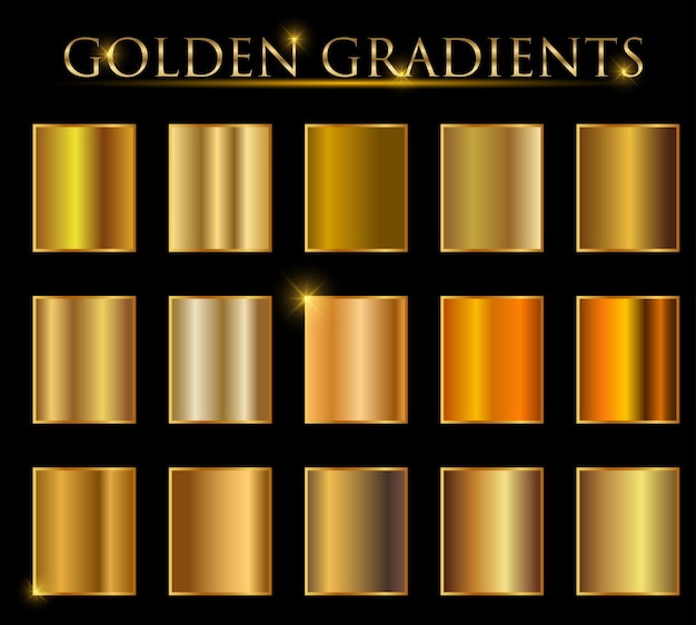 Gouden grunge glanzende gradiëntontwerpcollectie