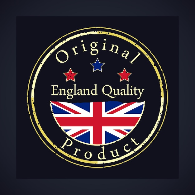 Gouden grunge stempel met de tekst Engeland kwaliteit en origineel product Label bevat de vlag van Engeland