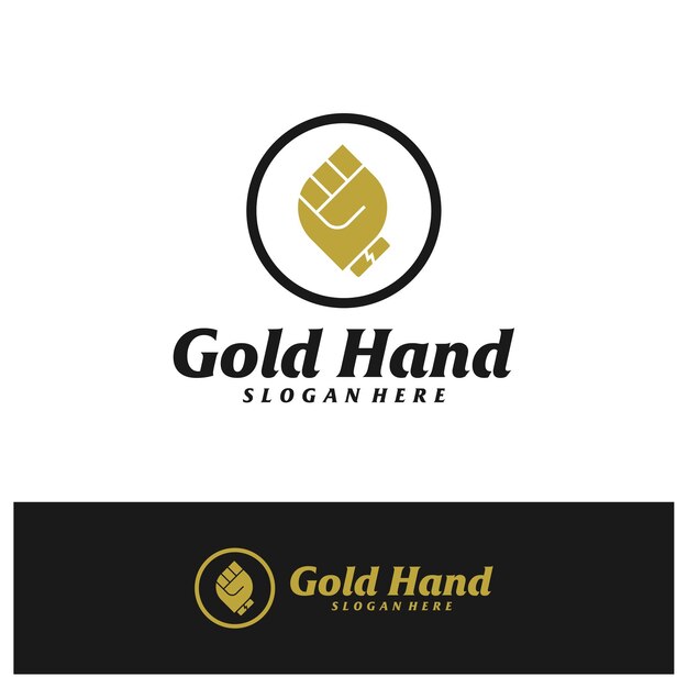 Gouden hand logo ontwerpsjabloon balde hand logo concept vector creatieve pictogram symbool