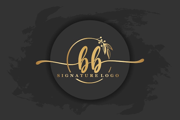 Gouden handtekening logo voor eerste letterLetter bb Handschrift vector illustratie afbeelding