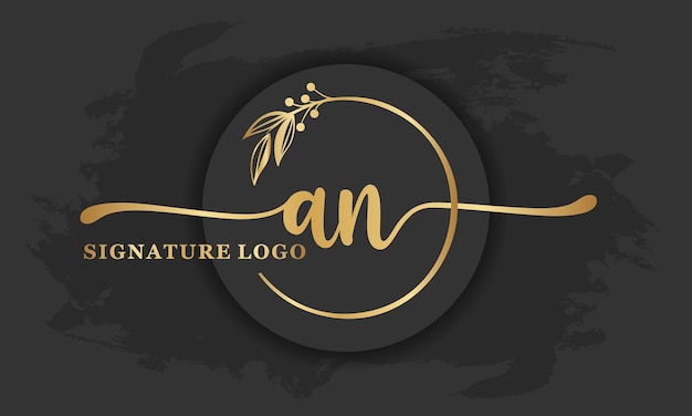 Gouden handtekeninglogo voor eerste letterletter at handwriting vector illustratie afbeelding