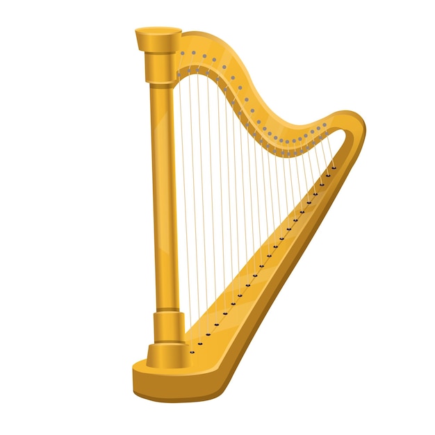Gouden harp muziekinstrument geïsoleerd op een witte backgroundVector