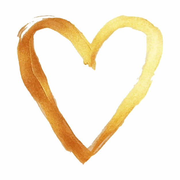 Gouden hart op witte achtergrond - symbool van de liefde.