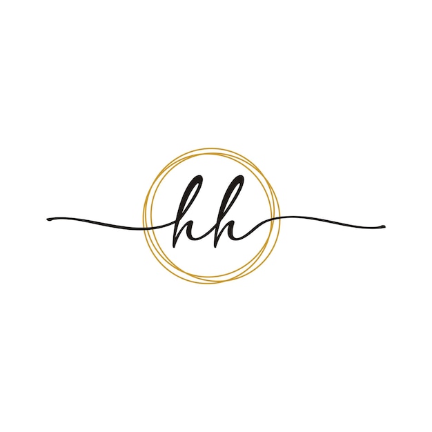 Gouden HH Initial Script Letter Beauty Logo Template