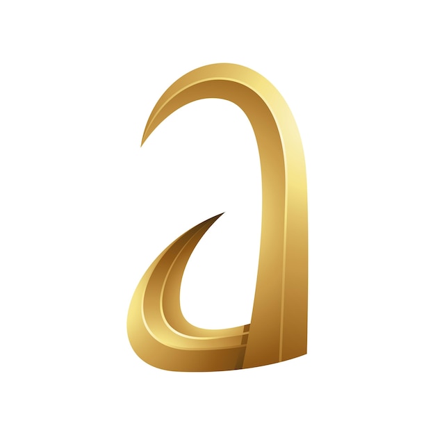 Gouden hoornachtige letter A op een witte achtergrond