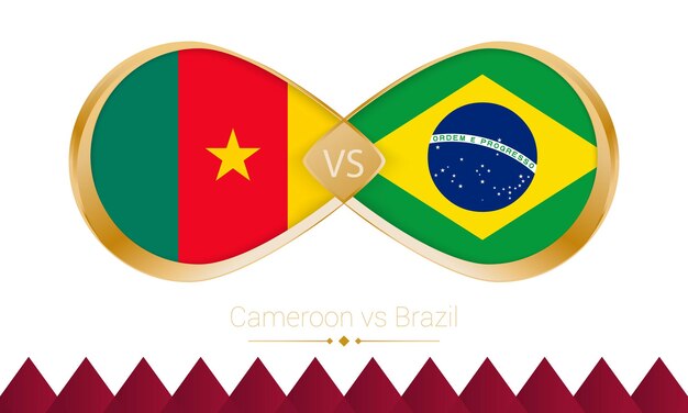 Gouden icoon Kameroen versus Brazilië voor voetbalwedstrijd 2022
