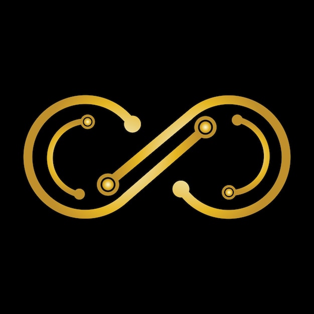 Gouden Infinity Technologie Logo Symbool Pictogram Vector Sjabloon