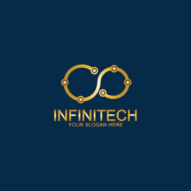 Gouden infinity technologie-logo. symbool & pictogram vector sjabloon.