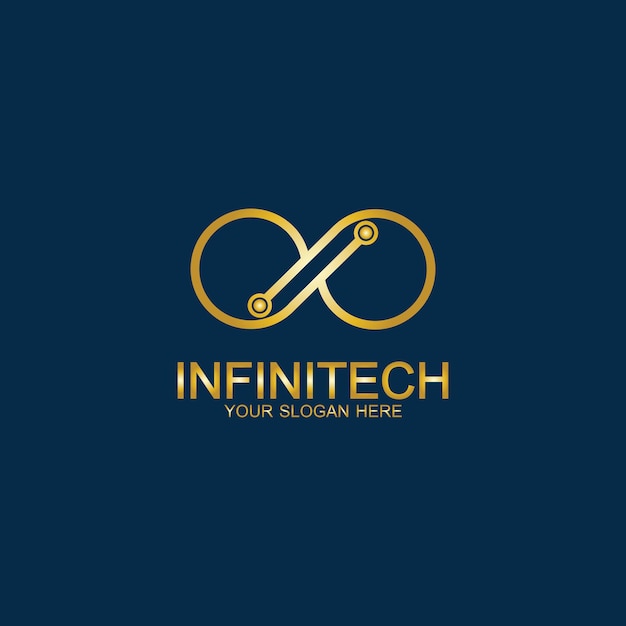 Gouden Infinity technologie-logo. Symbool & pictogram Vector sjabloon.