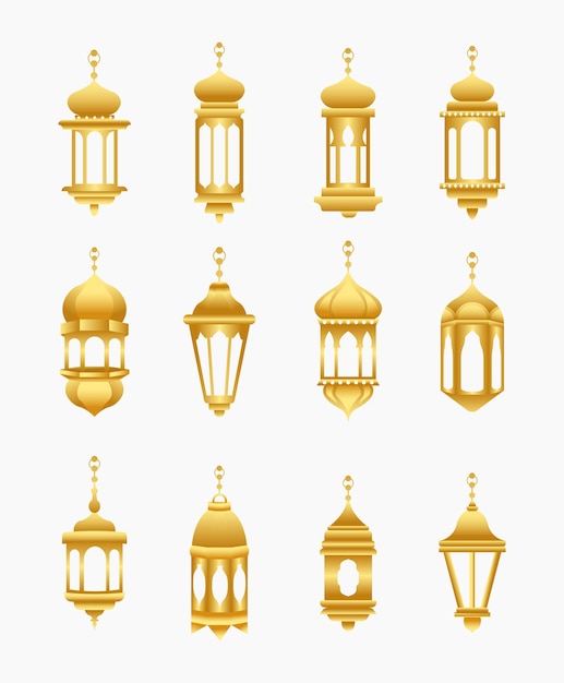 Gouden islamitische lantaarn vector sjabloon