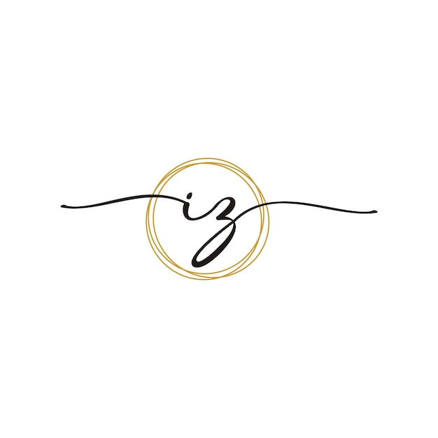 Gouden IZ eerste script brief Beauty Logo sjabloon