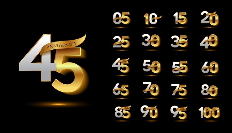 Vector gouden jubileum viering logo set
