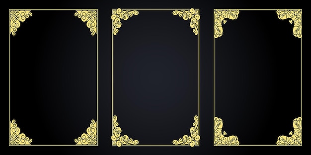 Gouden kalligrafische antieke randen, sierlijke kalligrafie rechthoek frames, klassieke grens set